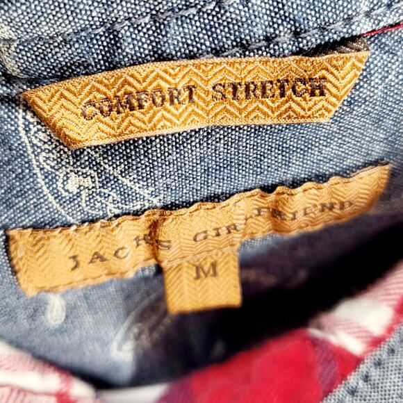 Jachs Girlfriend Red Blue and White Button Up Long Sleeve Plaid Shirt Women’s M - Picture 6 of 7